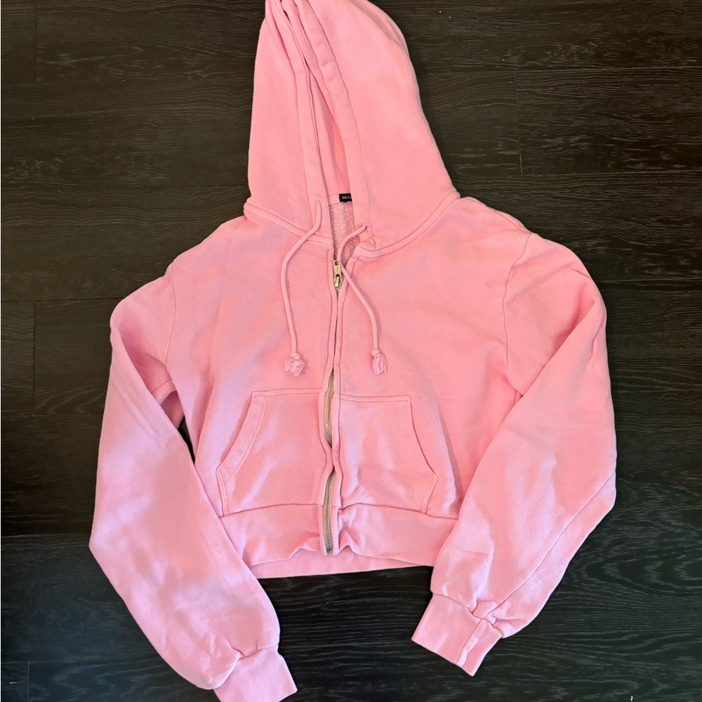 Brandy Melville Light Pink Crop Hoodie